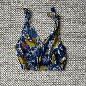 Free People Blue and Yellow Floral Crop Top